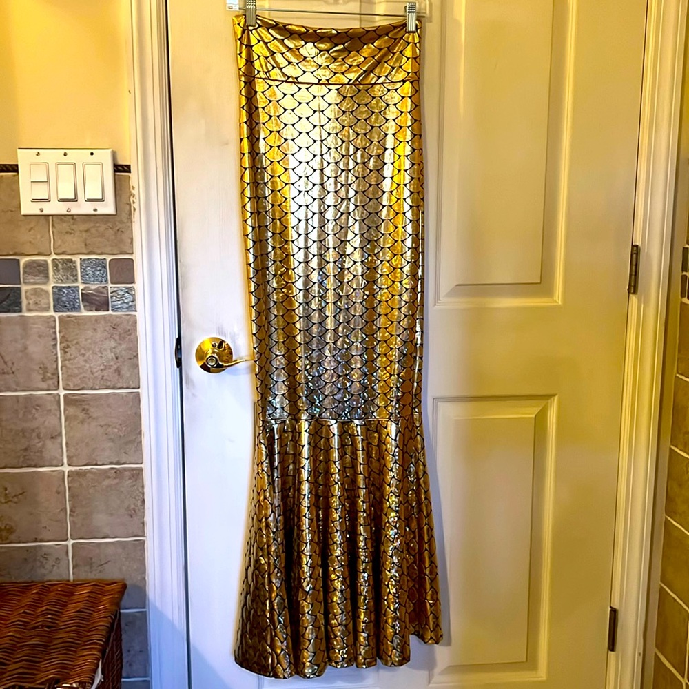 Forplay size S/M gold mermaid scale skirt costume holographic